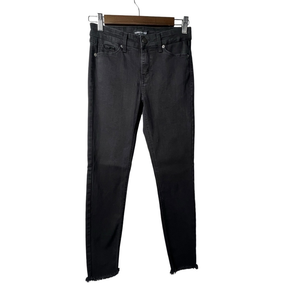 Kenneth Cole New York Jeans Jess Skinny Women's Size 2 Black Wash Raw Hem